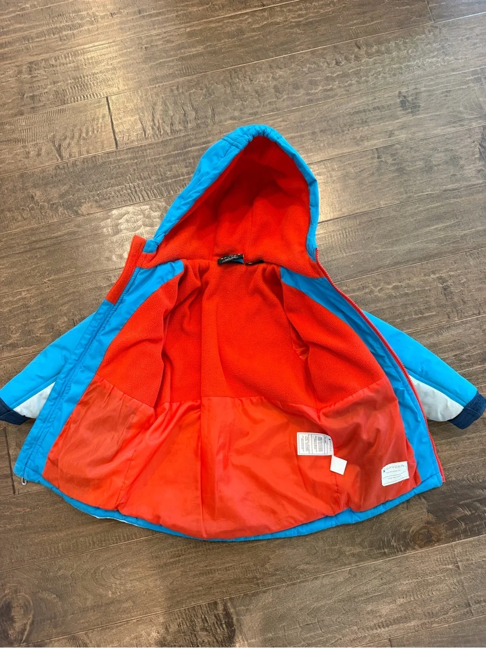 Boys SPYDER Colorblock Hooded Puffer Jacket - Blue, Navy, White